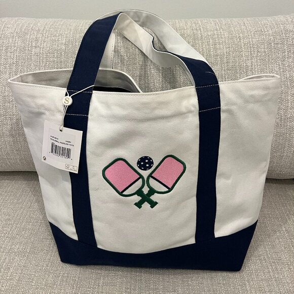 SHIRALEAH Canvas Embroidered Pickleball Paddles Large Tote Bag - Picture 4 of 10